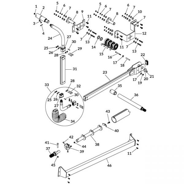 Rear Flex Arm Hardware Kit - Side Hinge-0