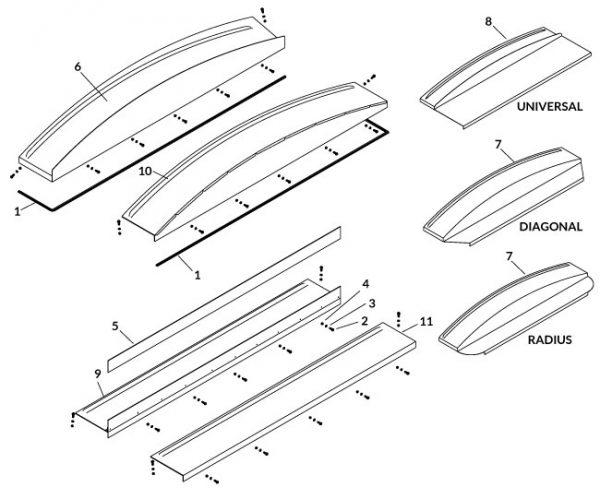 Cap Mounting Hardware w/Trim Seal - 132"-0