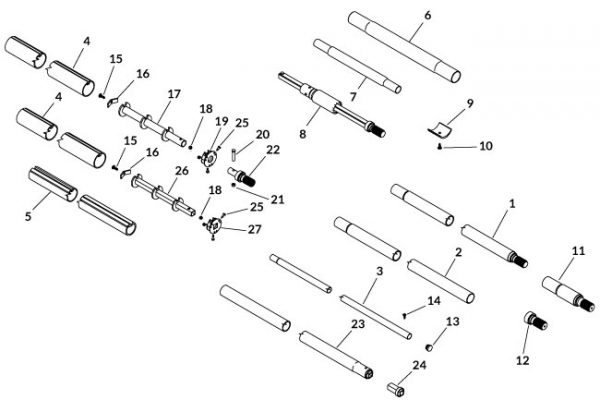 Manual Crank Kit - 3" Aluminum Roll Tube w/Square Key for PBR-0